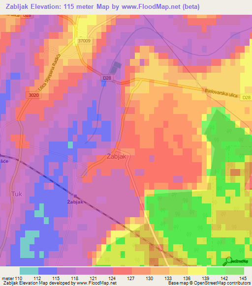 Zabljak,Croatia Elevation Map