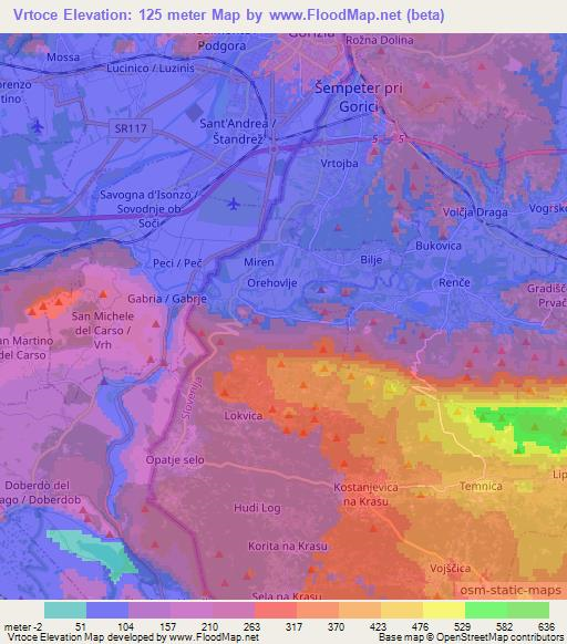 Vrtoce,Slovenia Elevation Map