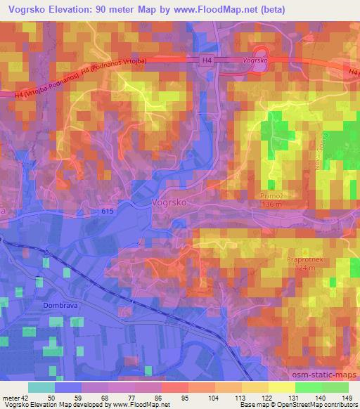 Vogrsko,Slovenia Elevation Map