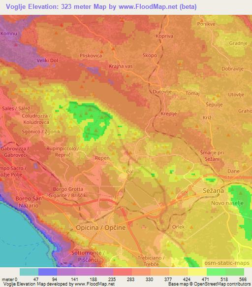 Voglje,Slovenia Elevation Map