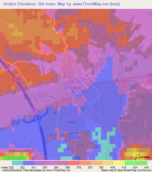 Vodice,Slovenia Elevation Map