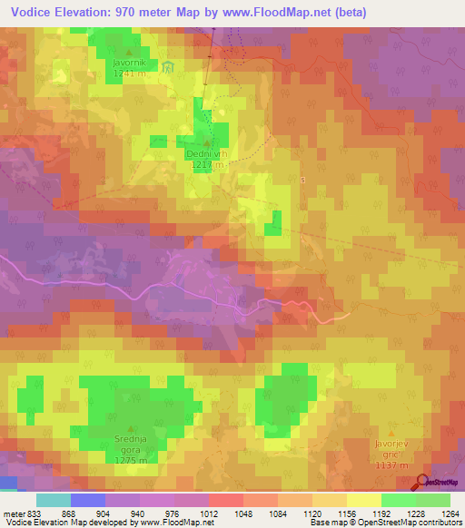 Vodice,Slovenia Elevation Map