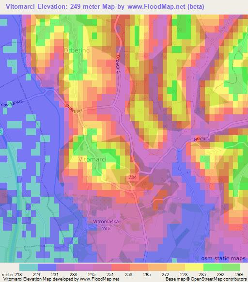 Vitomarci,Slovenia Elevation Map