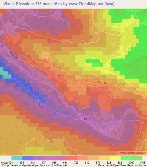 Visnje,Slovenia Elevation Map