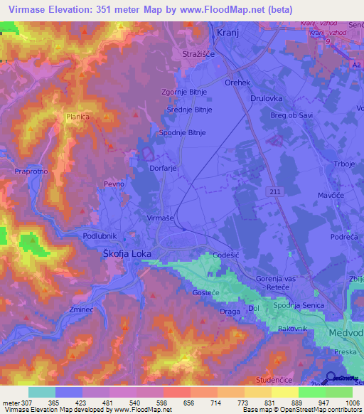 Virmase,Slovenia Elevation Map