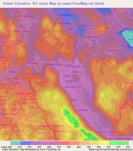 Videm,Slovenia Elevation Map