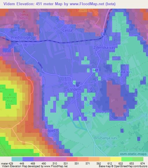 Videm,Slovenia Elevation Map