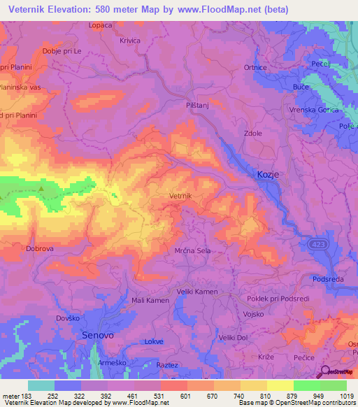 Veternik,Slovenia Elevation Map