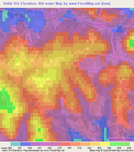 Veliki Vrh,Slovenia Elevation Map