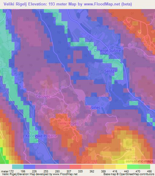 Veliki Rigelj,Slovenia Elevation Map