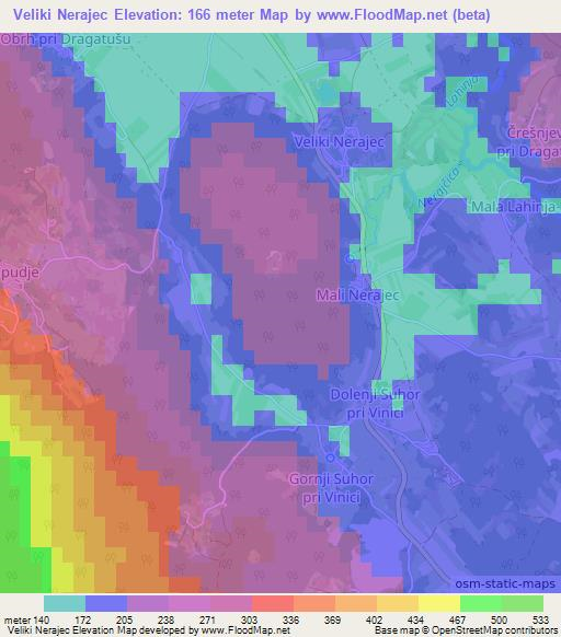 Veliki Nerajec,Slovenia Elevation Map