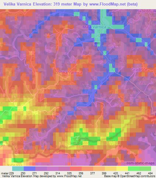 Velika Varnica,Slovenia Elevation Map