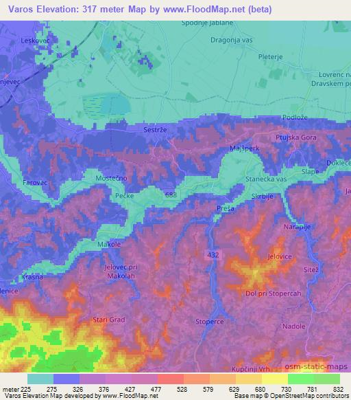 Varos,Slovenia Elevation Map