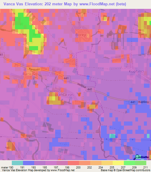 Vanca Vas,Slovenia Elevation Map