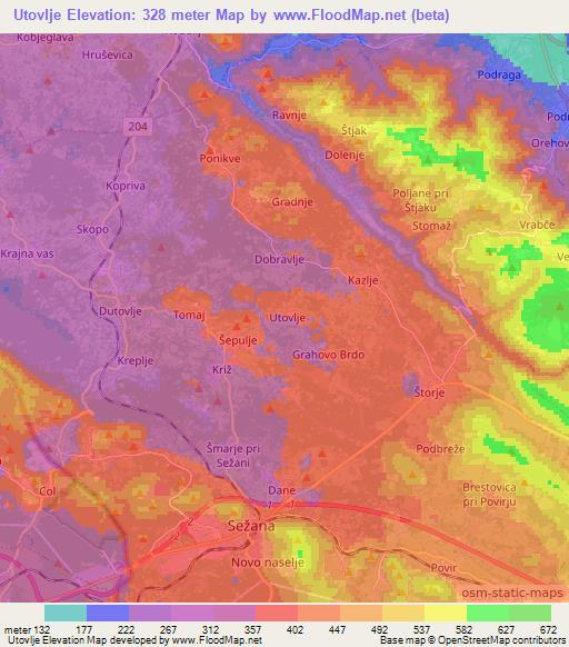 Utovlje,Slovenia Elevation Map