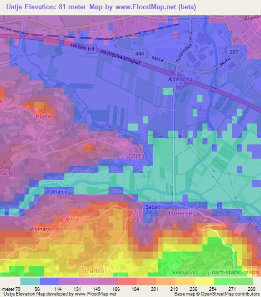 Ustje,Slovenia Elevation Map