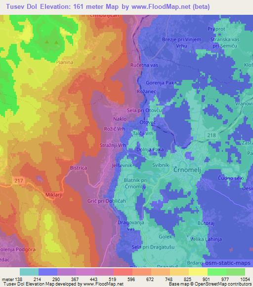 Tusev Dol,Slovenia Elevation Map