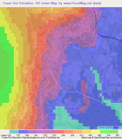 Tusev Dol,Slovenia Elevation Map