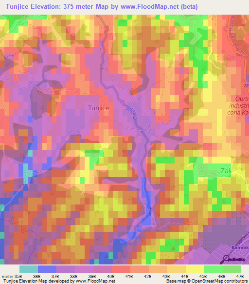 Tunjice,Slovenia Elevation Map