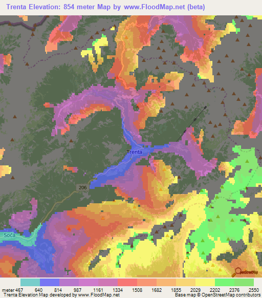 Trenta,Slovenia Elevation Map