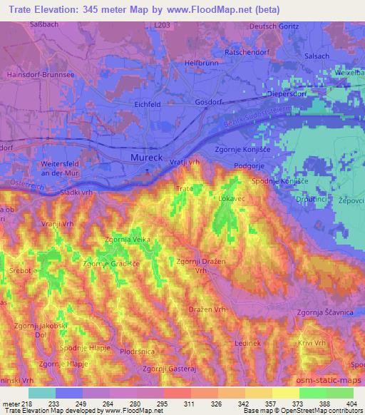 Trate,Slovenia Elevation Map