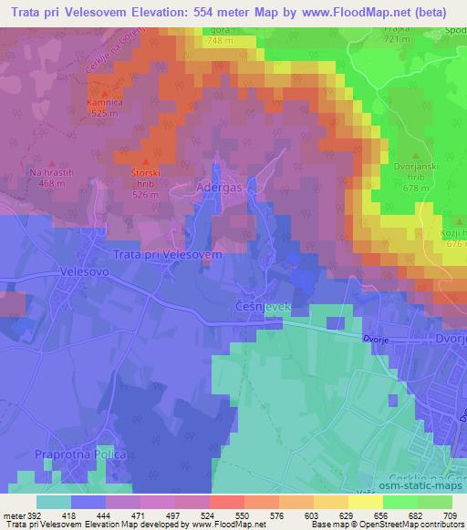 Trata pri Velesovem,Slovenia Elevation Map