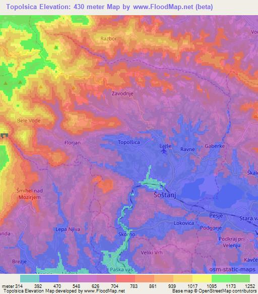 Topolsica,Slovenia Elevation Map