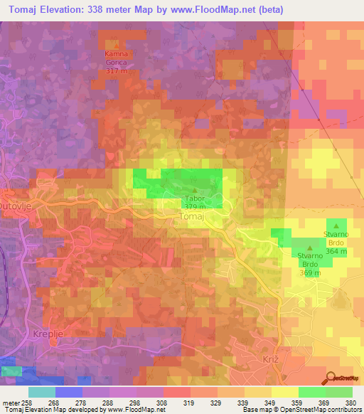 Tomaj,Slovenia Elevation Map