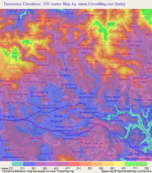 Temenica,Slovenia Elevation Map