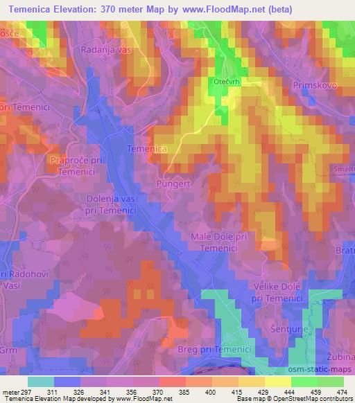 Temenica,Slovenia Elevation Map