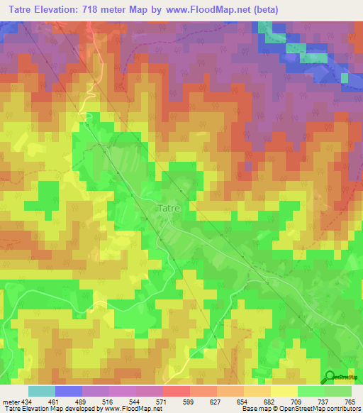 Tatre,Slovenia Elevation Map