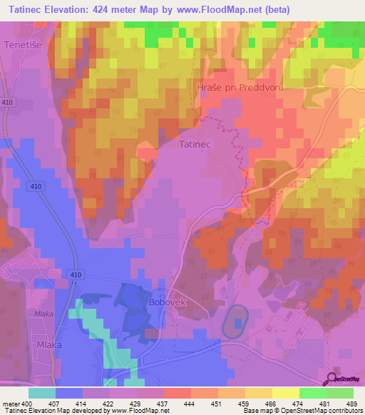 Tatinec,Slovenia Elevation Map