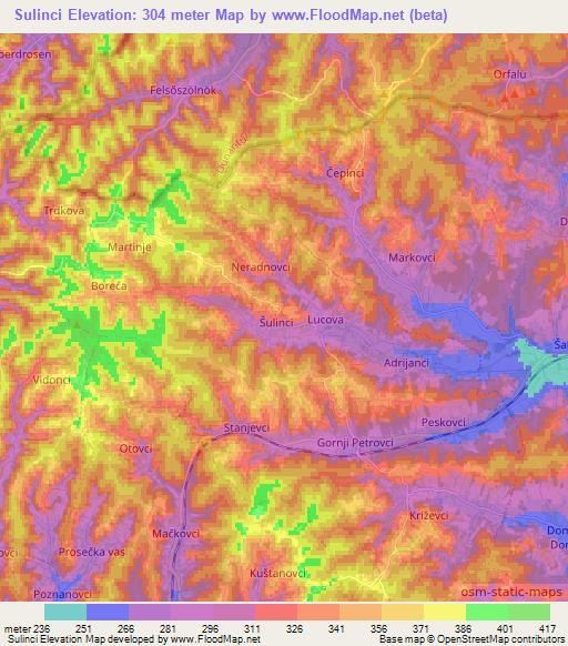 Sulinci,Slovenia Elevation Map