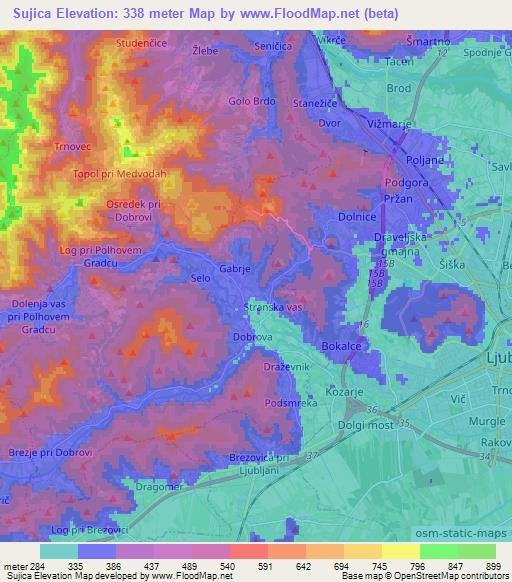 Sujica,Slovenia Elevation Map