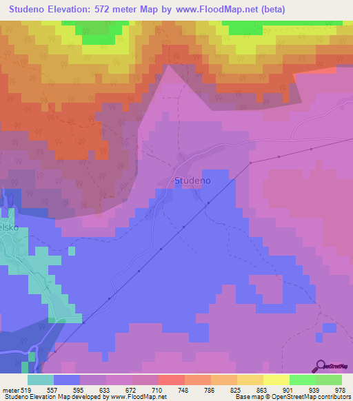 Studeno,Slovenia Elevation Map