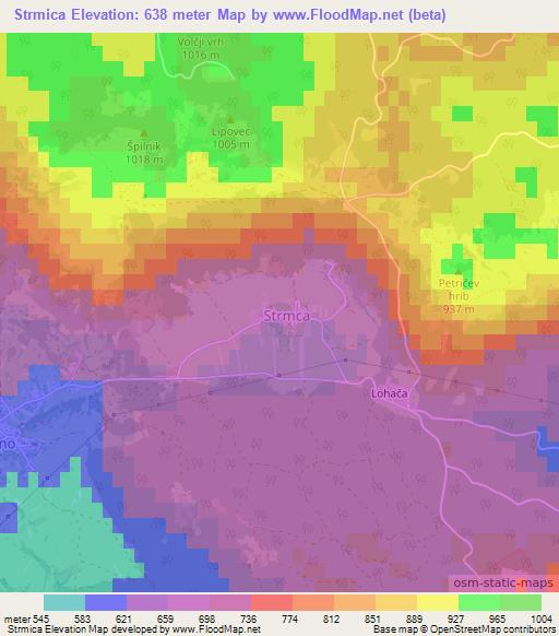 Strmica,Slovenia Elevation Map