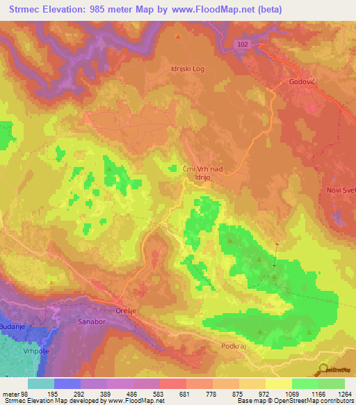 Strmec,Slovenia Elevation Map