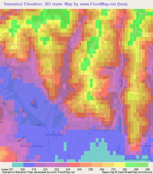 Stavesinci,Slovenia Elevation Map