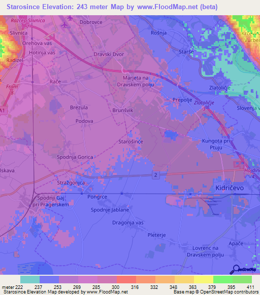 Starosince,Slovenia Elevation Map