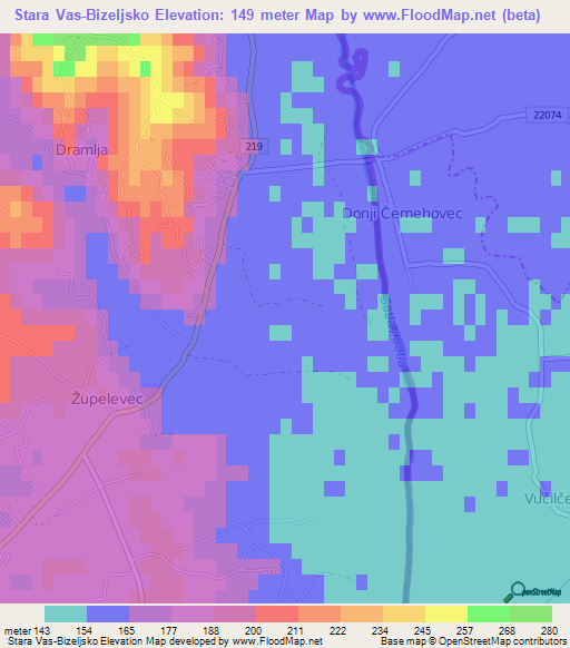 Stara Vas-Bizeljsko,Slovenia Elevation Map