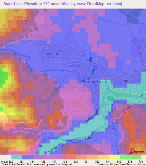 Stara Loka,Slovenia Elevation Map