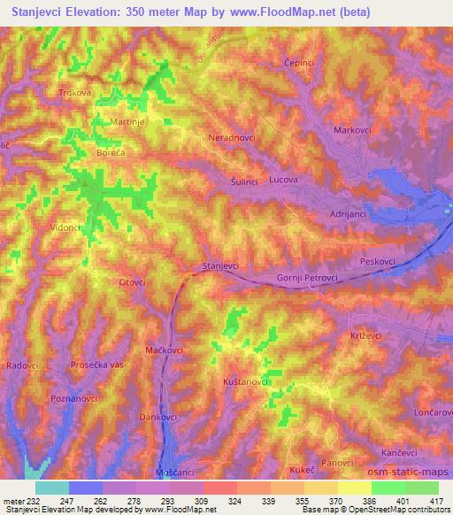 Stanjevci,Slovenia Elevation Map