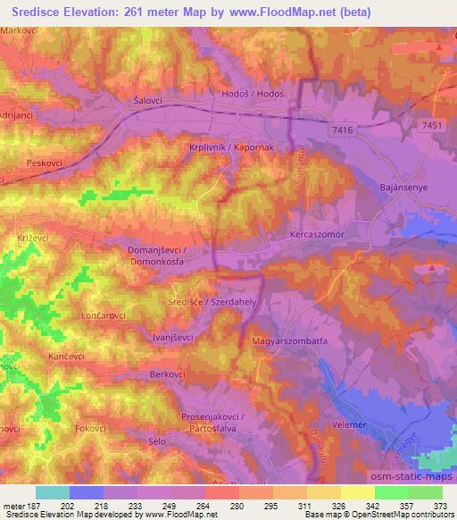 Sredisce,Slovenia Elevation Map