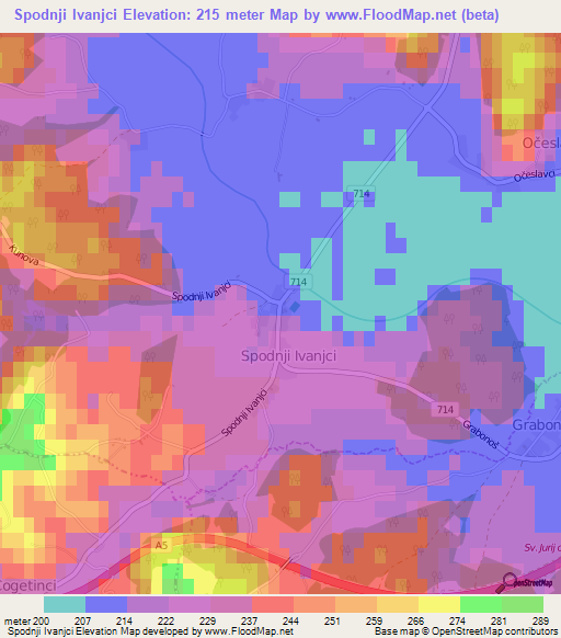 Spodnji Ivanjci,Slovenia Elevation Map