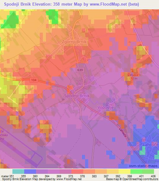 Spodnji Brnik,Slovenia Elevation Map