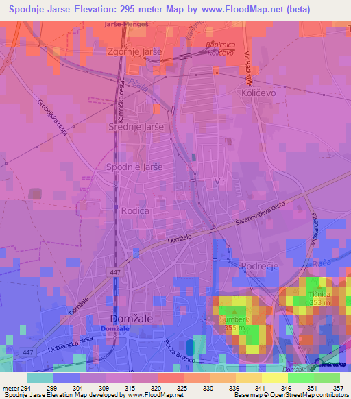 Spodnje Jarse,Slovenia Elevation Map