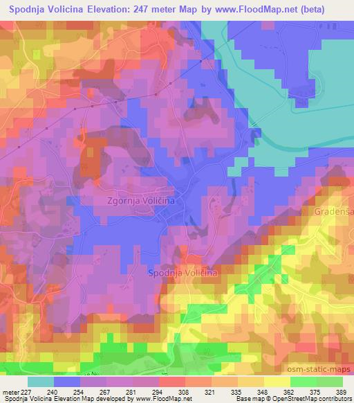 Spodnja Volicina,Slovenia Elevation Map