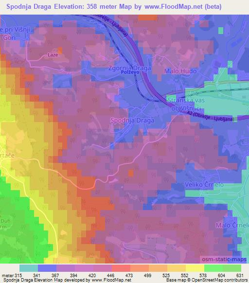 Spodnja Draga,Slovenia Elevation Map