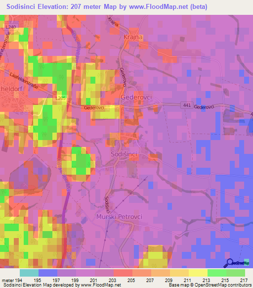 Sodisinci,Slovenia Elevation Map