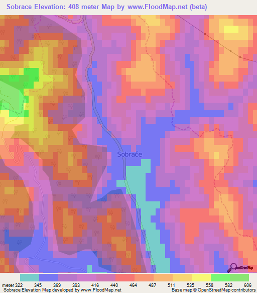 Sobrace,Slovenia Elevation Map